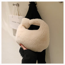 Load image into Gallery viewer, Plush Handbag Knotted Lamb Wool Tote Bag Fluffy Shoulder Bag 22416