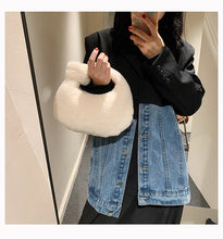 Load image into Gallery viewer, Plush Handbag Knotted Lamb Wool Tote Bag Fluffy Shoulder Bag 22416