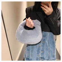 Load image into Gallery viewer, Plush Handbag Knotted Lamb Wool Tote Bag Fluffy Shoulder Bag 22416