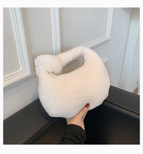 Load image into Gallery viewer, Plush Handbag Knotted Lamb Wool Tote Bag Fluffy Shoulder Bag 22416