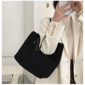 Shoulder Bag Large Capacity Lamb Wool Handbag Tote Portable Daily Bag 22418