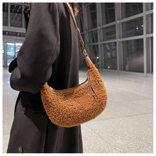 Load image into Gallery viewer, Fluffy Tote Bag Plush Underarm Bag Ladies Fluffy Shoulder Bag 22425