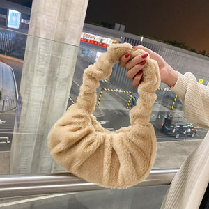 Women Plush Underarm Bag Fluffy Shoulder Bag  Furry Tote Bag 22427