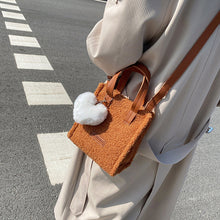 Load image into Gallery viewer, Women wool lamb leather shoulder strap Crossbody bag Tote bag 22434