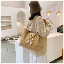 Load image into Gallery viewer, Plush Shoulder Handbag Cute Bear fluffy Tote Handbag 22436