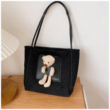 Load image into Gallery viewer, Plush Shoulder Handbag Cute Bear fluffy Tote Handbag 22436