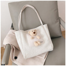 Load image into Gallery viewer, Plush Shoulder Handbag Cute Bear fluffy Tote Handbag 22436