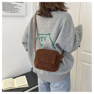 Fluffy Plush Square Shoulder Bag Crossbody Bag Female Mini Bag 22441