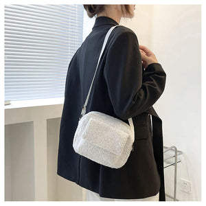 Fluffy Plush Square Shoulder Bag Crossbody Bag Female Mini Bag 22441