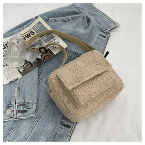 Fluffy Plush Square Shoulder Bag Crossbody Bag Female Mini Bag 22441