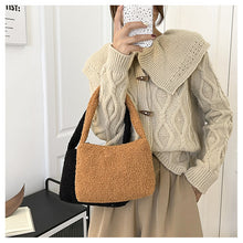 Load image into Gallery viewer, Women Girls Fashion Handbag Soft Plush Faux Fur Underarm bag 22442