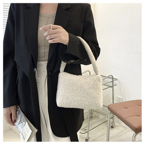 Women Girls Fashion Handbag Soft Plush Faux Fur Underarm bag 22442