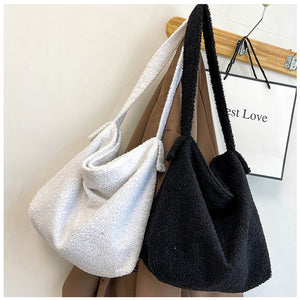 Womens Faux Fur Handbag Large Capacity Tote Bag Plush Shoulder Bags 22443