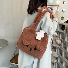 Load image into Gallery viewer, Fluffy Plush Tote Bag for Women Cute Bear Tote Bag 22452