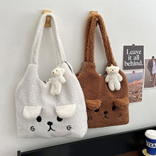 Load image into Gallery viewer, Fluffy Plush Tote Bag for Women Cute Bear Tote Bag 22452