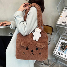 Load image into Gallery viewer, Fluffy Plush Tote Bag for Women Cute Bear Tote Bag 22452