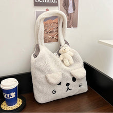 Load image into Gallery viewer, Fluffy Plush Tote Bag for Women Cute Bear Tote Bag 22452