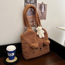 Load image into Gallery viewer, Fluffy Plush Tote Bag for Women Cute Bear Tote Bag 22452