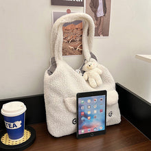 Load image into Gallery viewer, Fluffy Plush Tote Bag for Women Cute Bear Tote Bag 22452