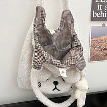 Load image into Gallery viewer, Fluffy Plush Tote Bag for Women Cute Bear Tote Bag 22452