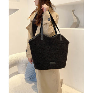 Plush Tote Bag for Women Soft Plush Shoulder Handbag 22453