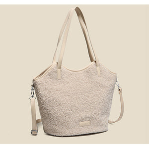 Plush Tote Bag for Women Soft Plush Shoulder Handbag 22453