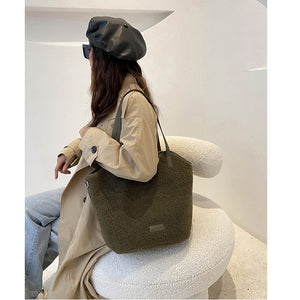 Plush Tote Bag for Women Soft Plush Shoulder Handbag 22453