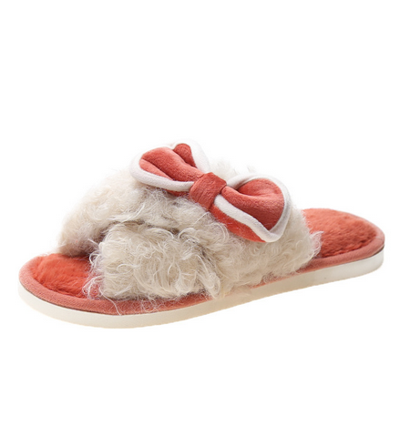 Women's Bow tie Slippers Open Toe Anti-Slip House Slippers 22S05