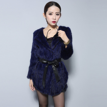 Load image into Gallery viewer, Natural Mink Fur Knitting Coat  Jacket Overcoat Long Length Version Outerwear Full Sleeve