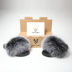 Fluffy Slides Furry Slipper Sandals (Flat-Solid color)