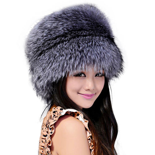 Fur Story FS13609 Women's Genuine Fox Fur Hat Women Ears Warmer Headdress Women Hat