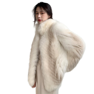 Fox Fur Grass Coat Women's Foreign Fashion Young Car Stripe Coat Winter  21114