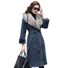 Load image into Gallery viewer, Women Winter Fox Fur Mink Fur Coat Slim Sheepskin Fur Women&#39;s Medium Long Coat FS21146