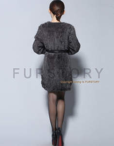 Natural Mink Fur Knitting Coat  Jacket Overcoat Long Length Version Outerwear Full Sleeve