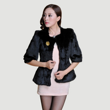 Load image into Gallery viewer, Natural Rabbit Fur Coat  Women&#39;  Fashion Grace Overcoat Jacket