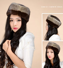 Load image into Gallery viewer, Women&#39;s Winter Hat Real Whole Mink Fur Hat Ladies&#39; Pillbox Seal Hat 13614