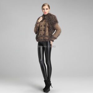 Natural Sheep Fur Coat Double Faced Overcoat Lamb Leather with Fur Women Dress