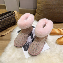 Load image into Gallery viewer, Winter Rhinestone Suede Plush Fur Warm Snow Boots For Women 22S26
