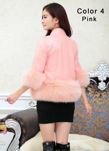 Winter Warm New Big Fox Fur Coat Top Grade Genuine Leather Jacket