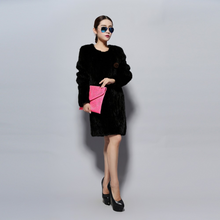 Load image into Gallery viewer, Knitted Mink Fur Coat Female Elastic Free Size Natural Fur Women&#39;s Winter Coats