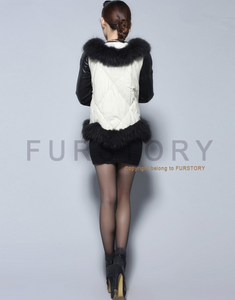 Women's Genuine Leather Coat Down Jacket with Real Fox Fur Collar Leather Coats Female