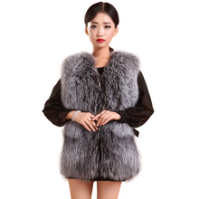 Load image into Gallery viewer, Natural Silver Fox Fur Vest Lamb Leather Luxury Fur Waistcoat Jacket