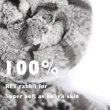 Load image into Gallery viewer, Women&#39;s Rex Rabbit Fur Scarf Ladies Winter Warm Knitted Flowers Crochet Fashion Scarf Scarves for Women Men