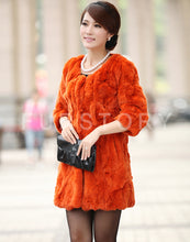 Load image into Gallery viewer, Women&#39;s  Real Rex Rabbit Fur Coat  Bright color Natural Fur Coat Female 13013