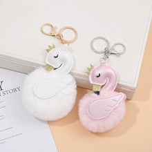 Load image into Gallery viewer, Pom Pom Keychain pendant plush ball ornament animal cartoon key ring 22C18