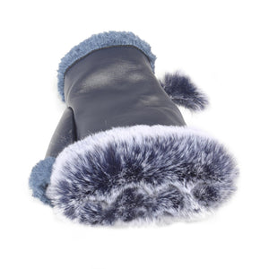 Women's Faux Fur Winter Fingerless Gloves Lined Mittens Warm Wrist Hands Warmer