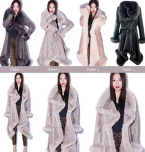 Load image into Gallery viewer, Natural Sheep Fur Coat Double Faced Overcoat Fox Fur Collar Trim Leather