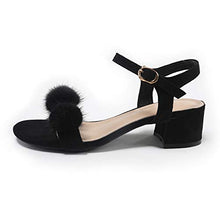 Load image into Gallery viewer, Fur Story FS20S07 Women&#39;s Open Toe Heel Sandal Mink Fur Black Camel Strappy Pumps Sandals Shoes