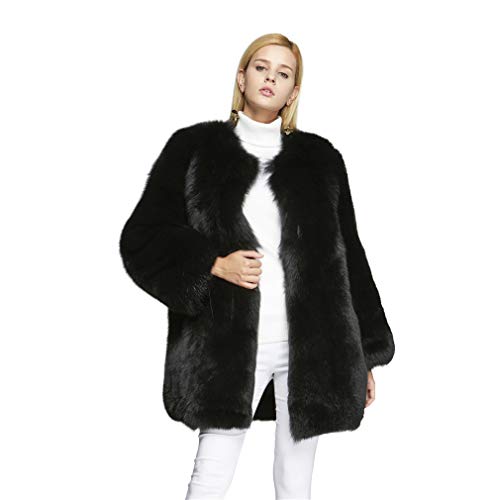 fur story Women's Fox Fur Coat for Winter Fur Jacket Round Collar 18127