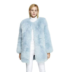 fur story Women's Fox Fur Coat for Winter Fur Jacket Round Collar 18127